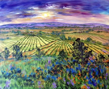 Artworks in 150 Subjects Painting - California Ranchland and wildflowers garden decor scenery wall art nature landscape